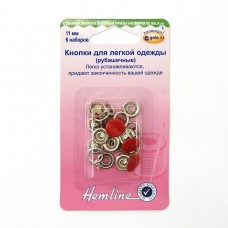 Кнопки для легкой одежды (рубашечные) с цветной шляпкой красный HEMLINE 440.RD