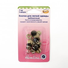 Кнопки для легкой одежды (рубашечные) с цветной шляпкой черный* 11 мм HEMLINE 440.BK