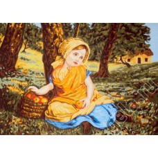 Канва жесткая с рисунком Девочка с корзиной яблок 80 х 60 см GOBELIN L. DIAMANT 10.548