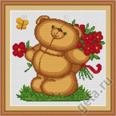 Набор для вышивания Медвежонок с цветами, Лука-С 22 х 21 см LUCA-S B171