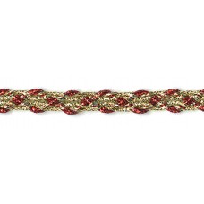 Тесьма PEGA тип декоративная люрексная, цвет красный с золотом, 6,5 мм