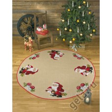 Коврик под ёлку Санта и снеговик,набор для вышивания Коврик 174 см PERMIN 45-1216
