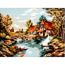 Канва жесткая с рисунком Мельница у реки 60 x 75 см GOBELIN L. DIAMANT 10.522