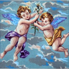 Канва жесткая с рисунком Ангелочки в голубом 50 x 50 cм * GOBELIN L. DIAMANT 46.375