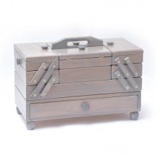 Шкатулка для рукоделия, бук, 4 этажа, античный серый