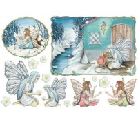 Бумага рисовая с контурным золочением Серебристые феи  48 х 33 см серебряный контур STAMPERIA DFS177S