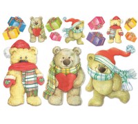 Бумага рисовая Плюшевые мишки с подарками 48 х 33 см STAMPERIA DFS175