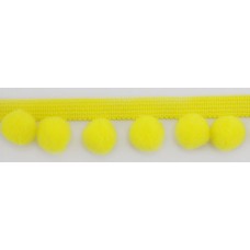 Тесьма с помпонами, диаметр 20 мм, цвет лимонно-желтый