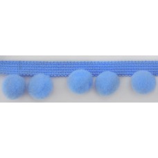 Тесьма с помпонами, диаметр 20 мм, цвет голубой