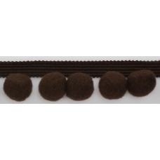 Тесьма с помпонами, диаметр 20 мм, цвет коричневый