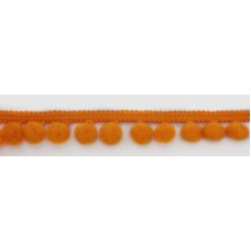 Тесьма с помпонами, диаметр 10 мм, цвет оранжевый