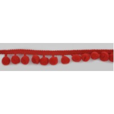 Тесьма с помпонами, диаметр 10 мм, цвет красный
