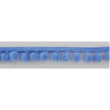 Тесьма с помпонами, диаметр 10 мм, цвет голубой
