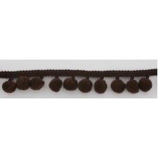 Тесьма с помпонами, диаметр 10 мм, цвет коричневый