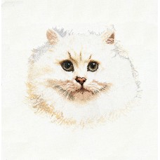 Набор для вышивания Белый персидский кот, канва лён 32 ct 42 см THEA GOUVERNEUR 1045