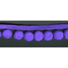 Тесьма с помпонами, диаметр 10 мм, цвет фиолетовый