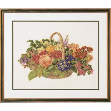 Набор для вышивания Букет цветов в корзине, лён 26 ct 50 х 60 см EVA ROSENSTAND 14-186