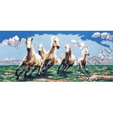 Канва жесткая с рисунком Табун белых лошадей 60 x 125 см GOBELIN L. DIAMANT B.925