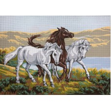 Канва жесткая с рисунком Три коня 60 x 80 см GOBELIN L. DIAMANT 10.555