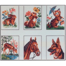 Канва жесткая с рисунком Животные, 6 картинок 60 x 55 см GOBELIN L. DIAMANT G.61