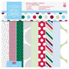 Набор бумаги для скрапбукинга Spots & Stripes Festive 30,5 x 30,5 см DOCRAFTS PMA160209