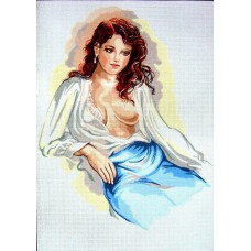 Канва жесткая с рисунком Задумчивая леди в шелковой блузе 60 x 80 см GOBELIN L. DIAMANT 10.534