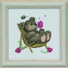 Набор для вышивания Медвежонок на стуле 19 x 19 см PERMIN 13-3357