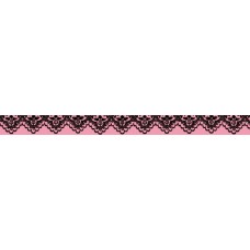 Лента клейкая декоративная Чёрное кружево на розовом фоне