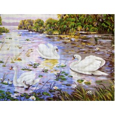 Канва жесткая с рисунком Лебеди 50 x 60 см GOBELIN L. DIAMANT 14.820