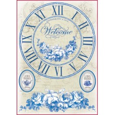 Бумага рисовая мини - формат Синие часы 21 х 29,7 см (A4) STAMPERIA DFSA4068
