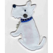 Термоаппликация HKM Terrier mit blauen Strasshalsban, 1 шт 5,5 х 3 см белый 0,125 см HKM 33351/1SB