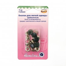 Кнопки для легкой одежды (рубашечные) с цветной шляпкой темно-серый* 11 мм HEMLINE 440.BT