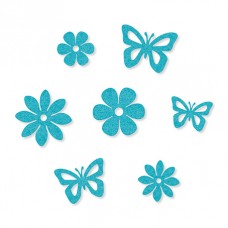 Набор декоративных элементов Бабочки и цветы, 14 шт 25-38 мм бирюзовый EFCO 3447157