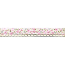 Косая бейка с фестонным краем, 18 мм, цвет бело-розовый