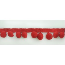 Тесьма с помпонами MATSA цвет красный, 9 мм