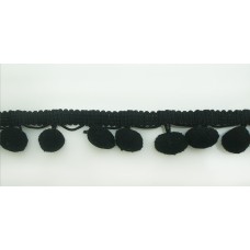 Тесьма с помпонами MATSA цвет черный, 9 мм