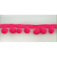 Тесьма с помпонами MATSA цвет ярко-розовый, 9 мм