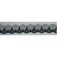 Вышивка на тюле, 30 мм, цвет черный