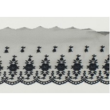 Вышивка на тюле, 110 мм, цвет черный