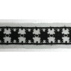Вышивка на тюле, 43 мм, цвет черный