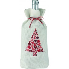 Набор для вышивания Новогодняя ёлка с сердцами, канва Aida 14 ct, мешочек для бутылки 16 х 28 см PERMIN 79-5256