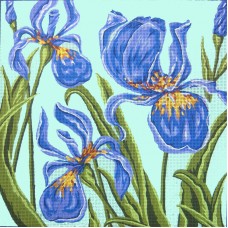 Канва жесткая с рисунком Ирисы на голубом 50 х 50 см * GOBELIN L. DIAMANT 46.378