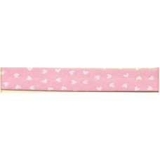 Косая бейка декоративная сердечки, 18 мм, цвет розовый