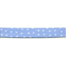 Косая бейка декоративная сердечки, 18 мм, цвет голубой