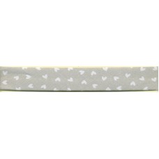 Косая бейка декоративная сердечки, 18 мм, цвет светло-серый
