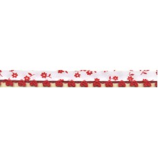 Косая бейка с фестонным краем, 14 мм, цвет белый с красным