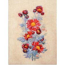 Набор для вышивания Красные хризантемы  20 х 31 см МАРЬЯ ИСКУСНИЦА 04.004.05