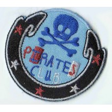 Термоаппликация HKM Эмблема пиратский клуб круглая, 1 шт 5 х 5,5 см голубой 0,125 см HKM 33649/1SB
