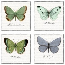 Салфетки трехслойные для декупажа, коллекция Lunch Sagen Vintage Design Большие бабочки