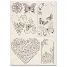 Набор высеченных декоративных элементов Бабочки, сердца и тэги 14,8 х 21 см натуральный STAMPERIA KLSP002